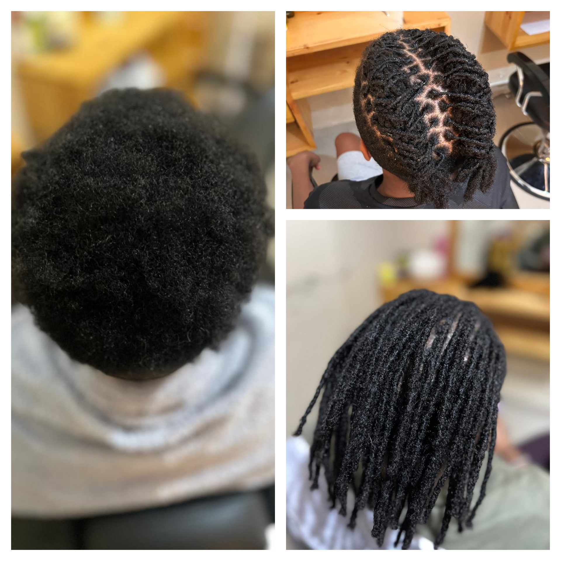 Départ de locks fines et locks mûres vues du dessus